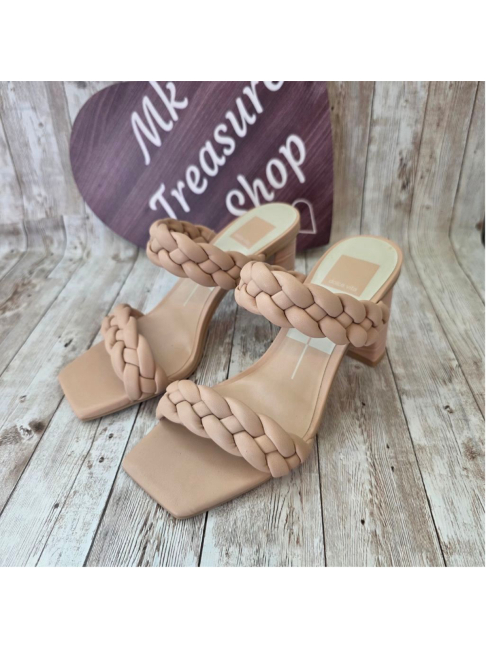 Women's Dolce Vita Beige Braided Block Heel Sandals 7.5 NWOT